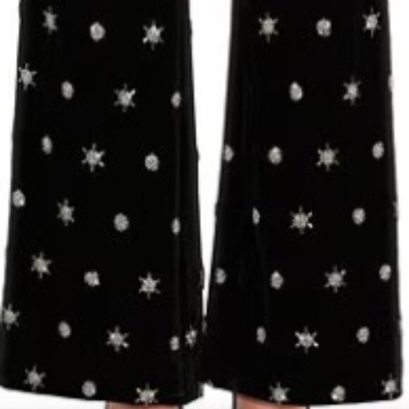 Chelsea & Violet Liliana Velvet Beaded Stars High Rise Flat Front Straight‎ Leg - Picture 3 of 9